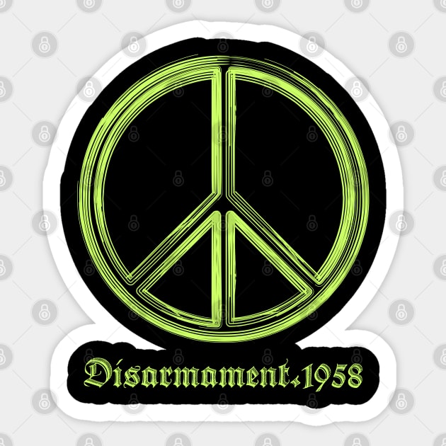 PEACE SYMBOL |CND| DISARMAMENT 1958 Sticker by VISUALUV